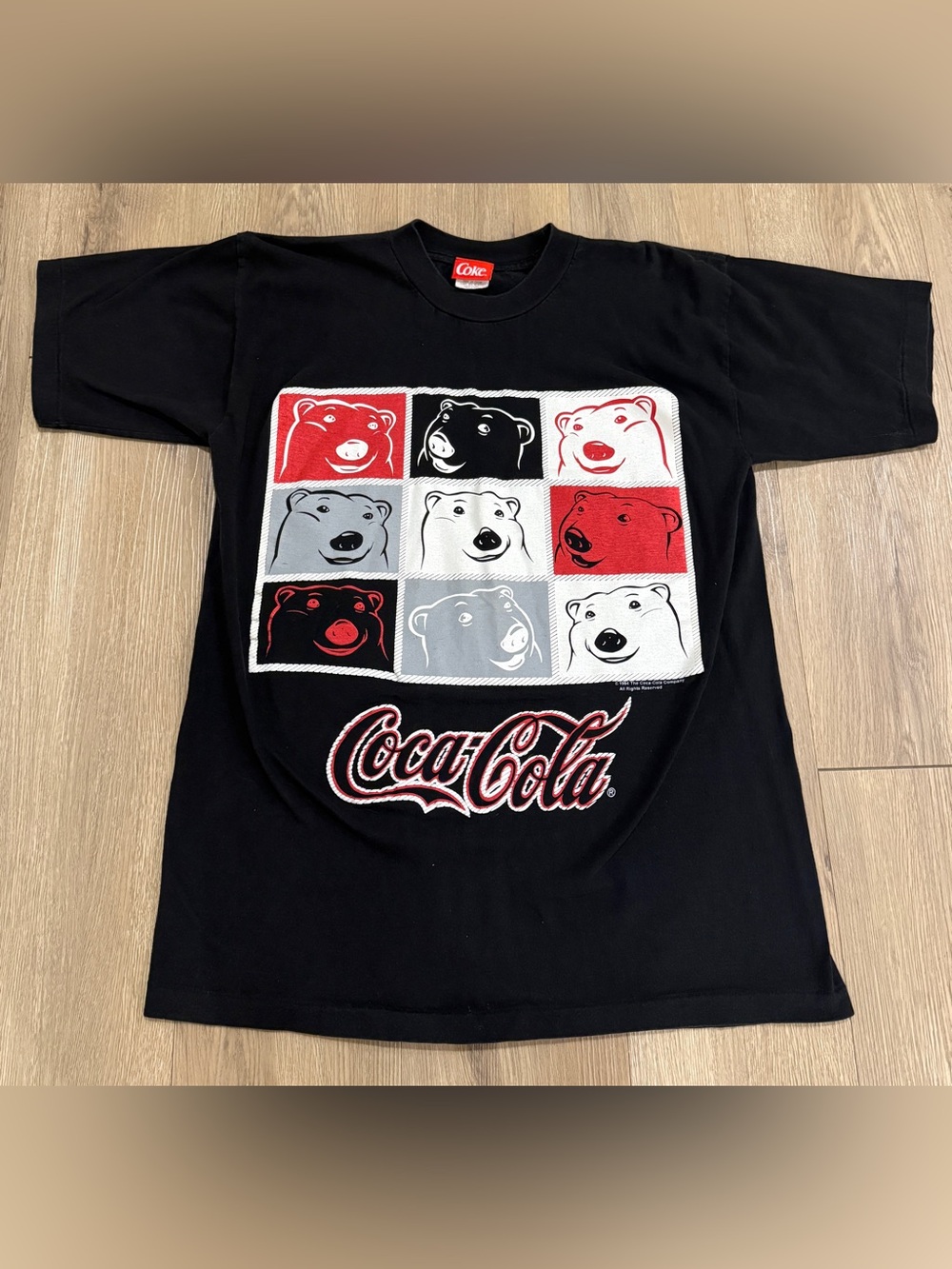 Vintage Coca-Cola Shirt Mens Medium Black Polar Bear Graphic 1994 Coke Tee